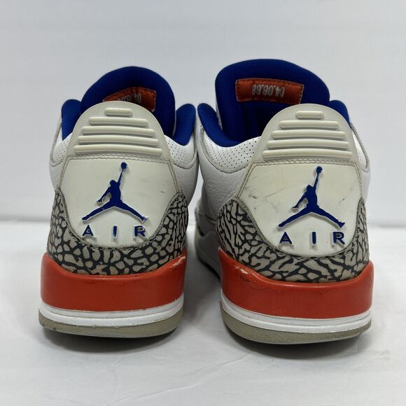 Nike Air Jordan 3 Retro Knicks Men's Size 10.5 136064-148 Sneaker White Orange - Picture 4 of 16